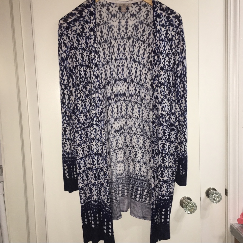 Greek island plus size print cardigan